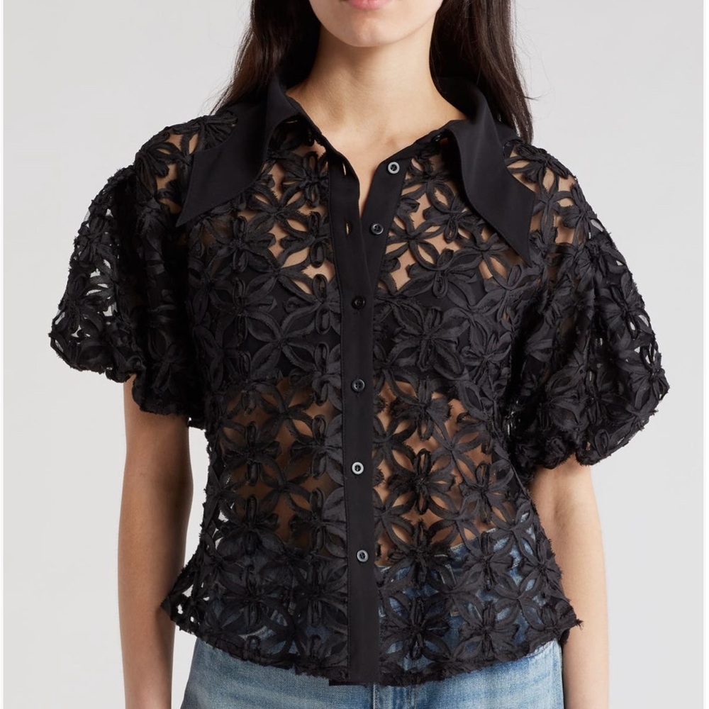 Gracia Black Floral Lace Blouse